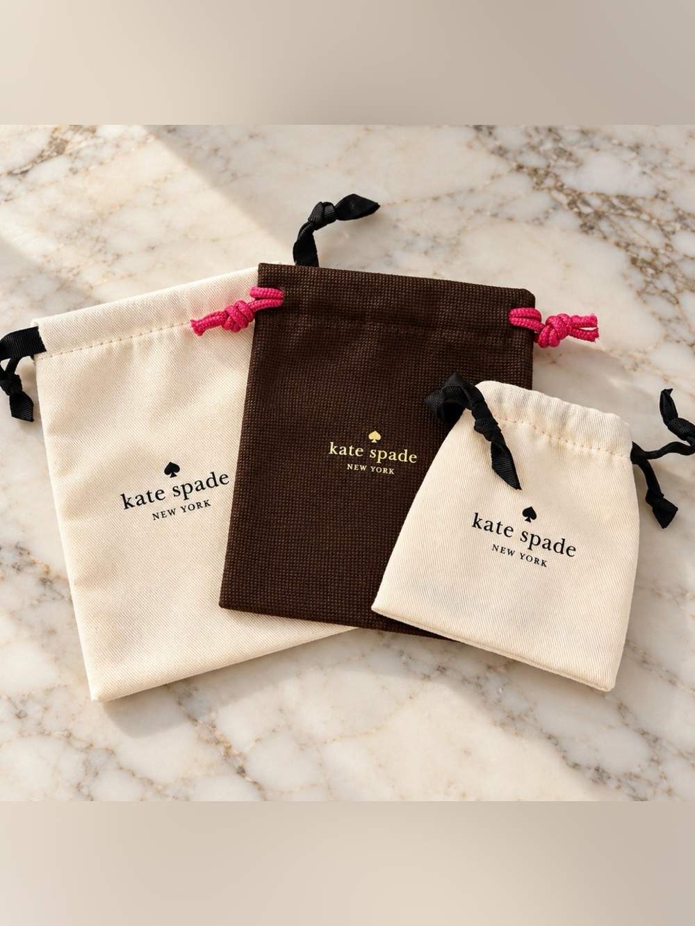 Kate Spade New York Jewelry Dust Bags | Set of 3 Drawstring Pouches